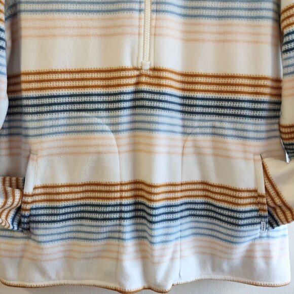 O'NEILL Women's Half Zip Polar Fleece Hoodie Blue Stripe Size Large EUC Warm - Picture 4 of 9